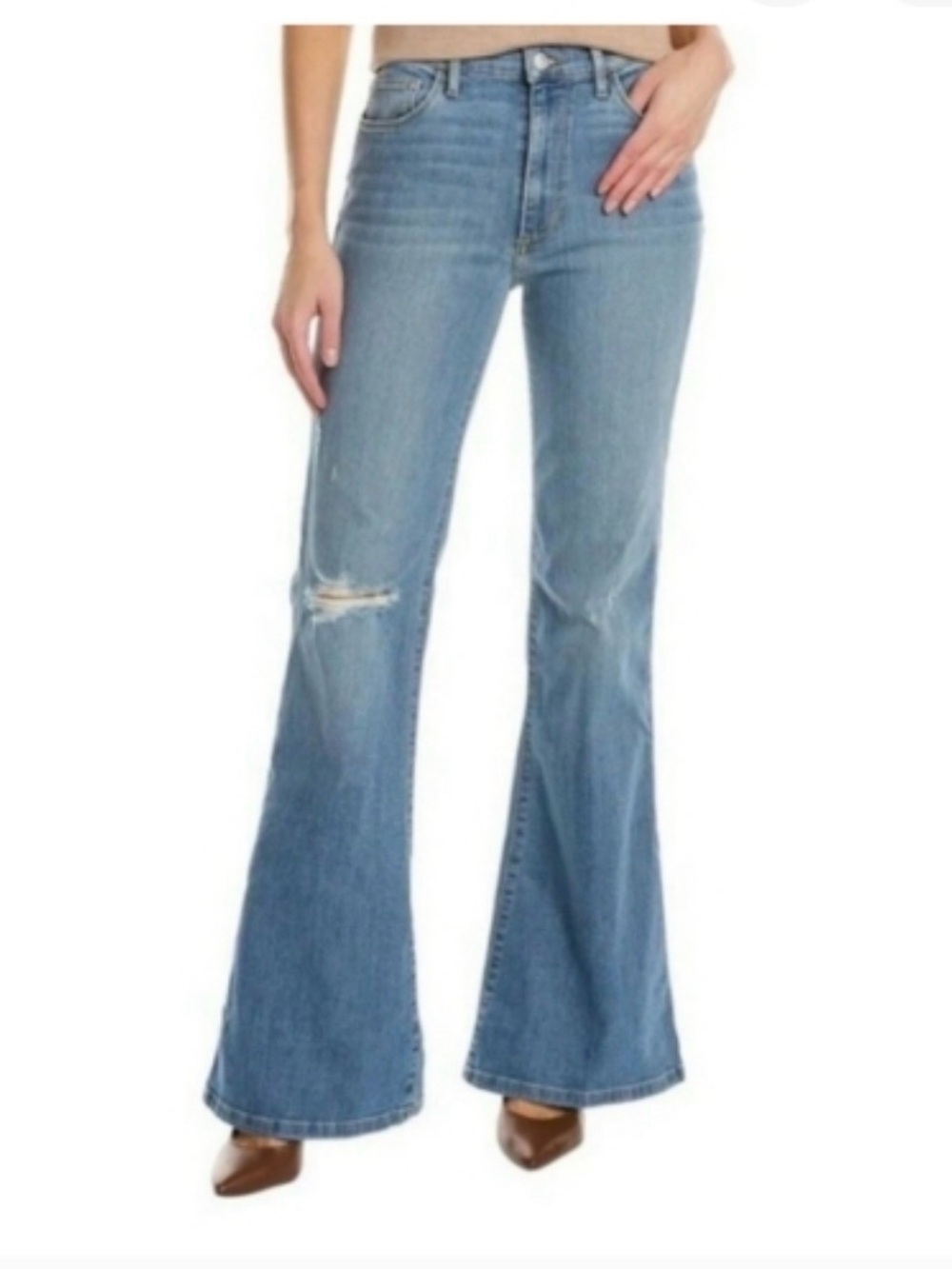 Joe's Jeans Light Blue High Rise Flare with Knee Distress nwt
